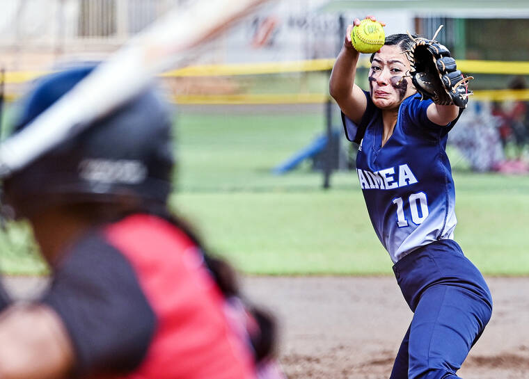 Menehune takes two at home in girls softball - The Garden Island