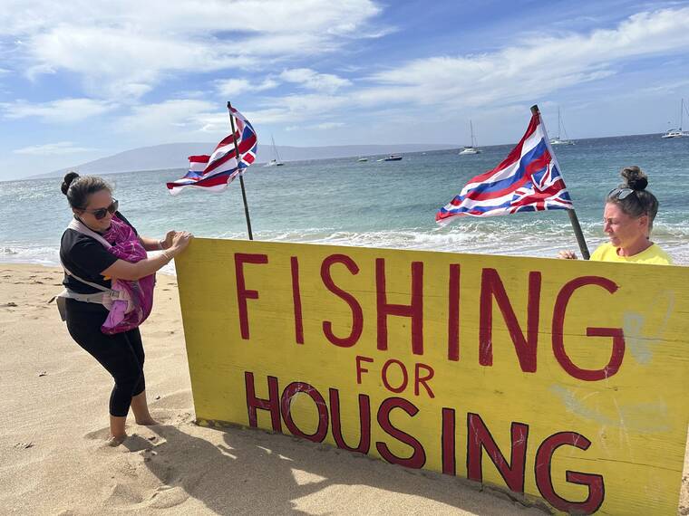 Maui wildfire survivors camp on the beach to push mayor to convert vacation rentals into housing
